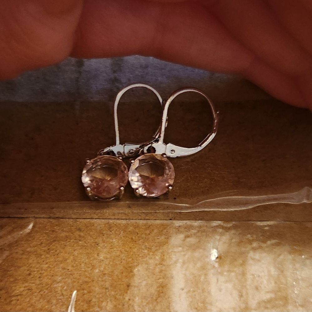 Elegant 925 Sterling Silver Pink Dangle Earrings